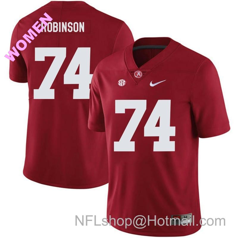 Women's Nike Alabama Crimson Tide #74 Cam Robinson College Football Jersey Red