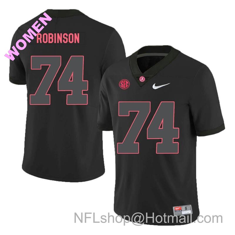 Women's Nike Alabama Crimson Tide #74 Cam Robinson College Football Jersey Black