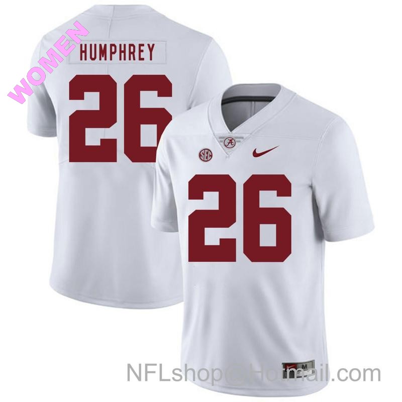 Women's Nike Alabama Crimson Tide #26 Marlon Humphrey College Football Jersey White