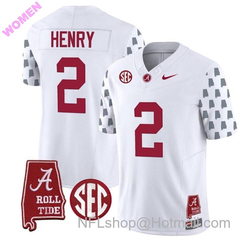 Women's Nike Derrick Henry Jersey #2 Alabama Crimson Tide Vapor College Football Limited Stitched White