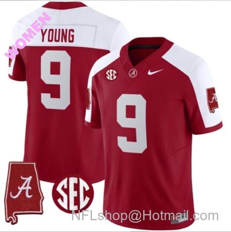 Women's Nike Bryce Young Jersey #9 Alabama Crimson Tide Vapor Stitched Football Alabama Map Alternate