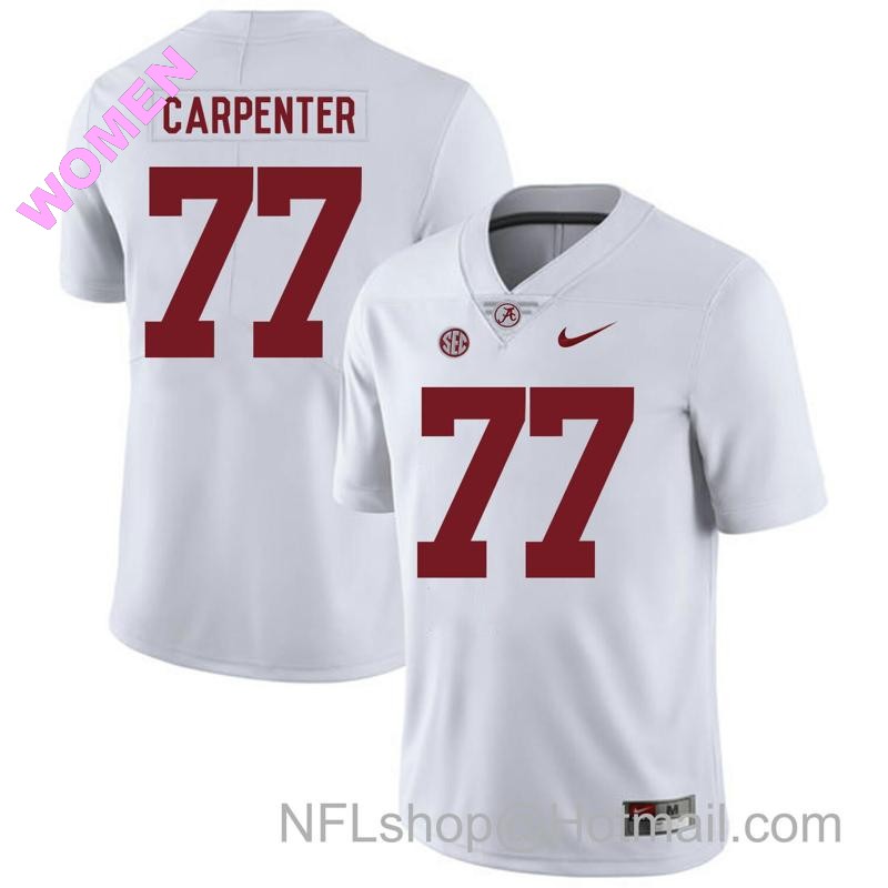 Women's Nike Alabama Crimson Tide #77 James Carpenter College Football Jersey White