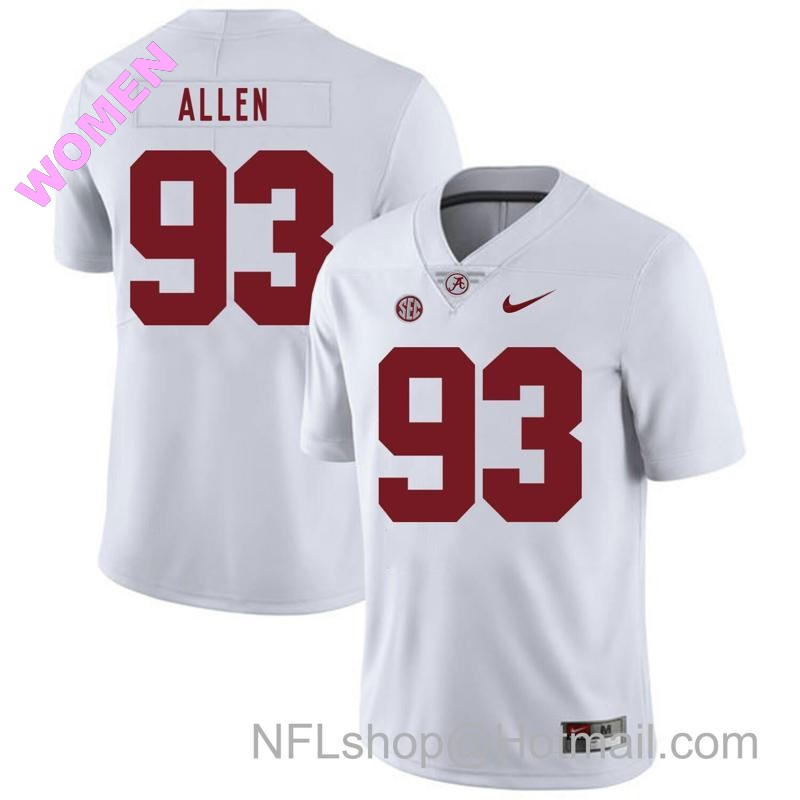 Women's Nike Alabama Crimson Tide #93 Jonathan Allen College Football Jersey White