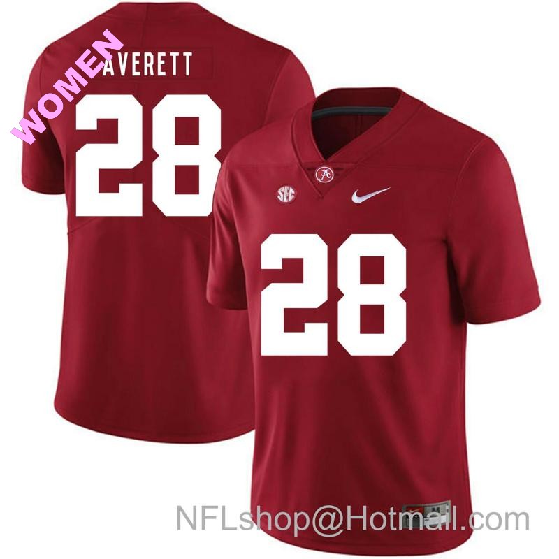 Women's Nike Alabama Crimson Tide #28 Anthony Averett  College Football Jersey Red