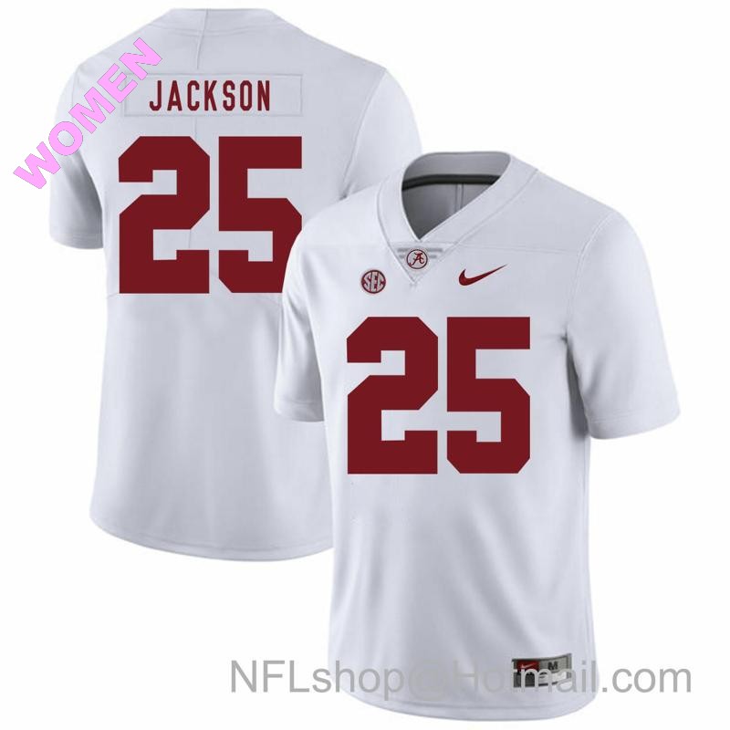 Women's Nike Alabama Crimson Tide #25 Kareem Jackson College Football Jersey White