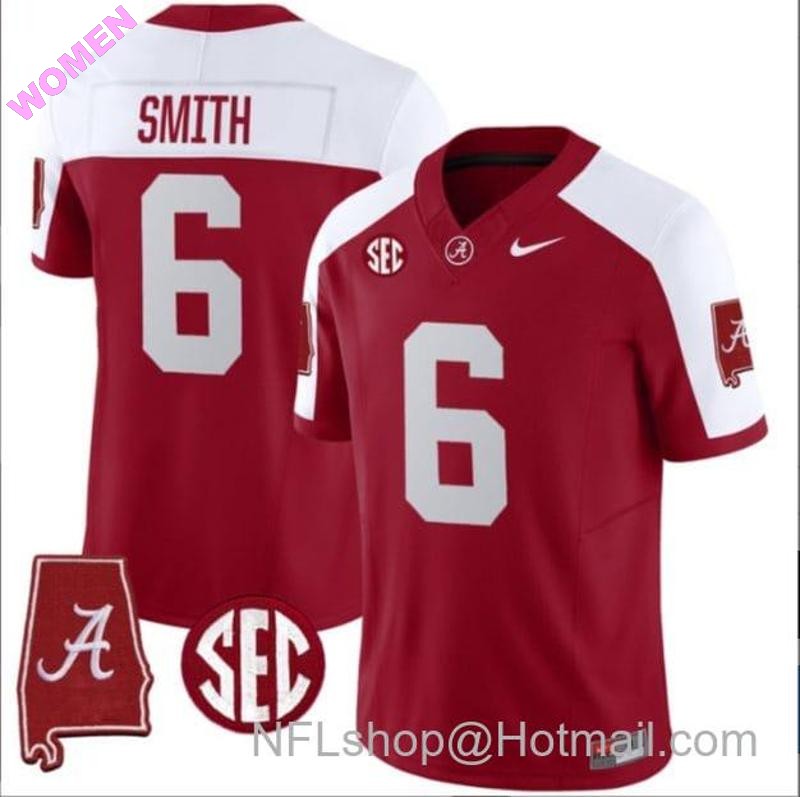 Women's Nike DeVonta Smith Jersey #6 Alabama Crimson Tide Vapor Stitched Football Alabama Map Alternate