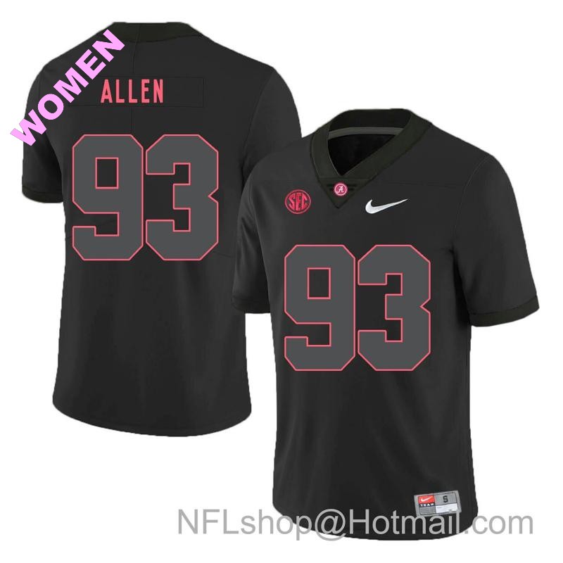 Women's Nike Alabama Crimson Tide #93 Jonathan Allen College Football Jersey Black