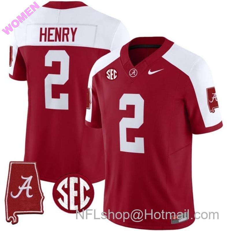 Women's Nike Derrick Henry Jersey #2 Alabama Crimson Tide Vapor Stitched Football Alabama Map Alternate