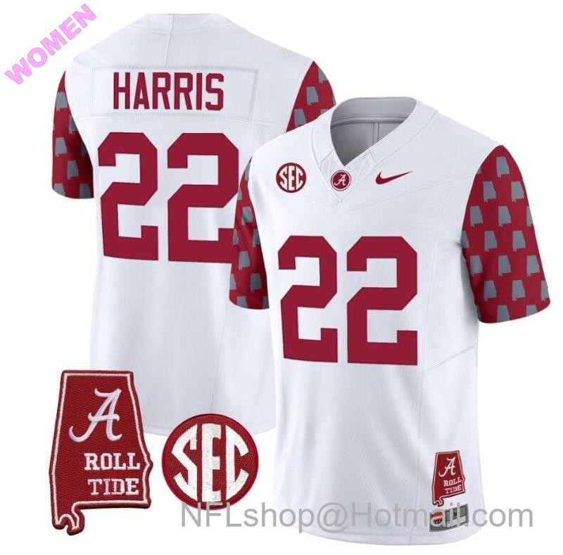 Women's Nike Najee Harris Jersey #22 Alabama Crimson Tide Vapor College Football Limited Stitched Crimson Sleeves