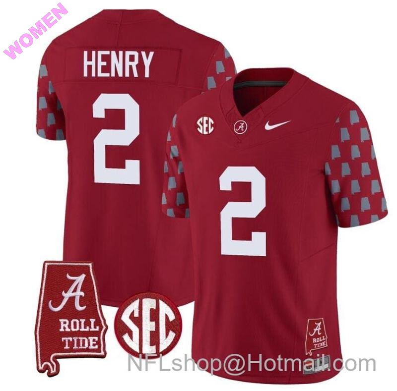 Women's Nike Derrick Henry Jersey #2 Alabama Crimson Tide Vapor College Football Limited Stitched Crimson