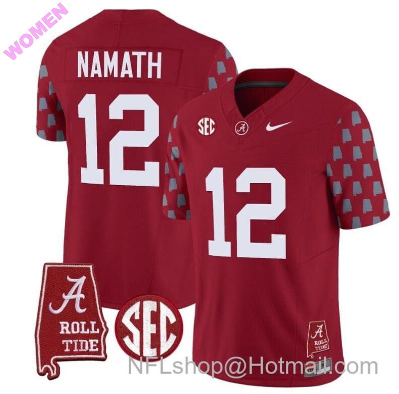 Women's Nike Joe Namath Jersey #12 Alabama Crimson Tide Vapor College Football Limited Stitched Crimson