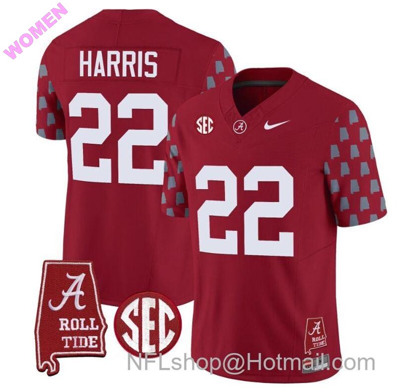 Women's Nike Najee Harris Jersey #22 Alabama Crimson Tide Vapor College Football Limited Stitched Crimson