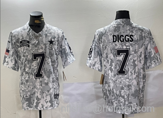 Men's Dallas Cowboys #7 Trevon Diggs 2024 F.U.S.E. Arctic Camo Salute To Service Limited Stitched Football Jersey