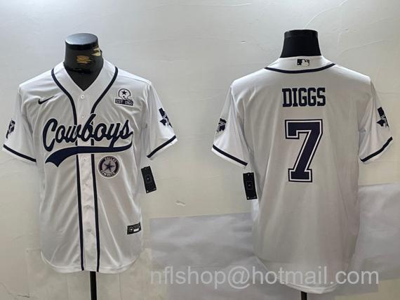 Men's Dallas Cowboys #7 Trevon Diggs White With Team and 1960 Patch Cool Base Stitched Baseball Jersey