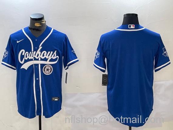 Men's Dallas Cowboys Blank Royal With Patch Cool Base Stitched Baseball Jerseys