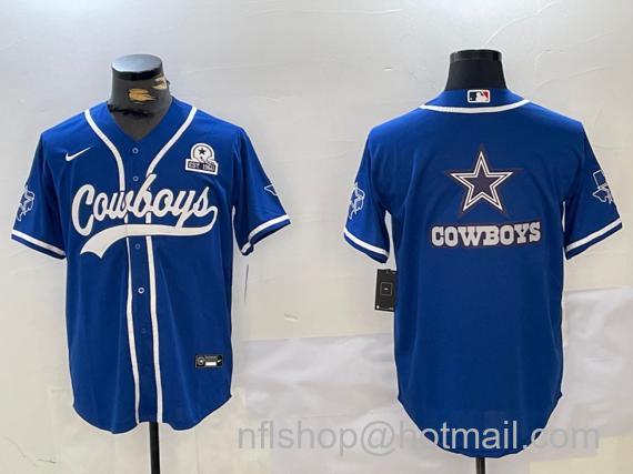 Men's Dallas Cowboys Big Logo Royal With 1960 Patch Cool Base Stitched Baseball Jerseys