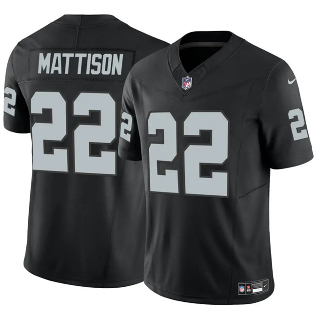 Men's Las Vegas Raiders #22 Alexander Mattison Black 2024 F.U.S.E Vapor Stitched Football Jersey