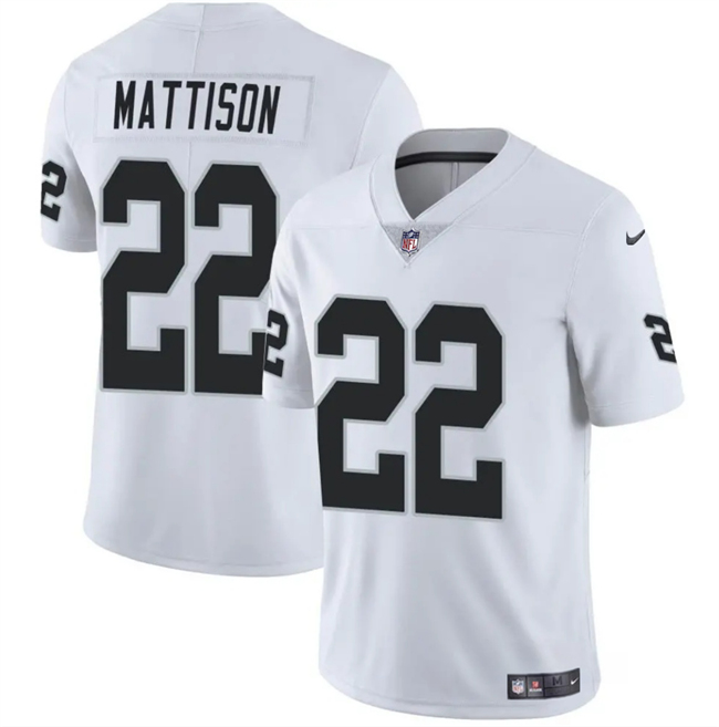 Men's Las Vegas Raiders #22 Alexander Mattison White 2024 Vapor Stitched Football Jersey