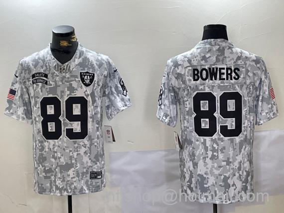 Men's Las Vegas Raiders #89 Brock Bowers 2024 F.U.S.E. Arctic Camo Salute to Service Limited Stitched Football Jerseys