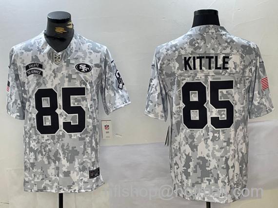 Men's San Francisco 49ers #85 George Kittle 2024 F.U.S.E. Arctic Camo Salute To Service Limited Stitched Football Jersey