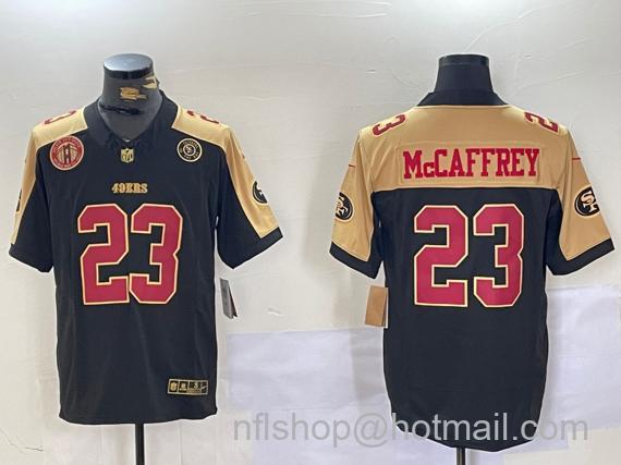 Men's San Francisco 49ers #23 Christian McCaffrey BlackWhite 2024 F.U.S.E. Patch Alternate Vapor Limited Stitched Football Jersey