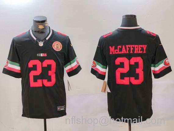 Men's San Francisco 49ers #23 Christian McCaffrey Black F.U.S.E. Mexico Faithful To The Bay Patch Vapor Limited Stitched Football Jersey