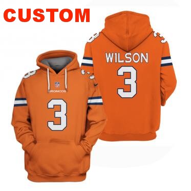 Men's Denver Broncos Customized Orange Pullover Hoodie