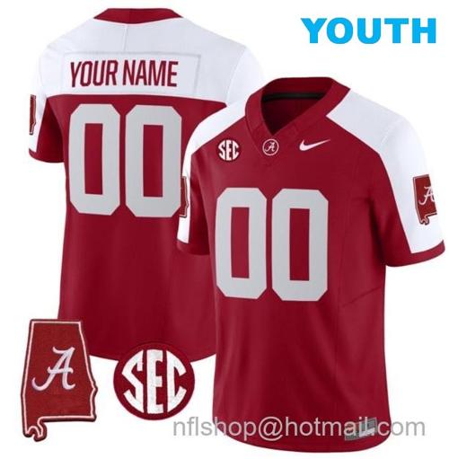 Youth Nike Custom Alabama Crimson Tide Jersey Name and Number Vapor Limited Alabama Map Alternate All Stitched