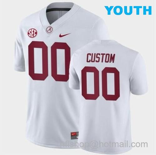 Youth Nike Personalized Alabama Crimson Tide Jersey White College Football Away Game