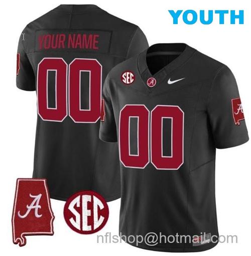 Youth Nike Custom Alabama Crimson Tide Jersey Name and Number Vapor Limited Alabama Map Black All Stitched