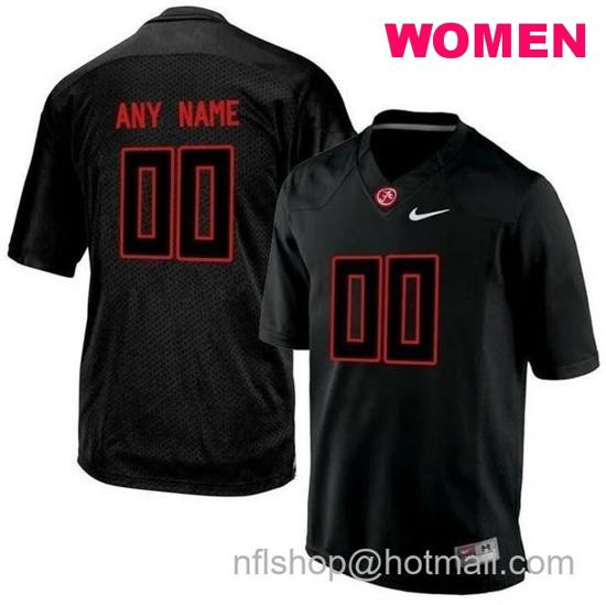 Women's Nike Alabama Crimson Tide Custom Jersey Blackout College Limited Football