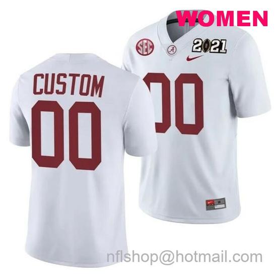 Women's Nike Custom Alabama Crimson Tide Jersey NCAA College Football Playoff Away White