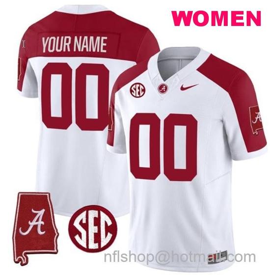 Women's Nike Custom Alabama Crimson Tide Jersey Name and Number Vapor Limited Alabama Map Inverted All Stitched