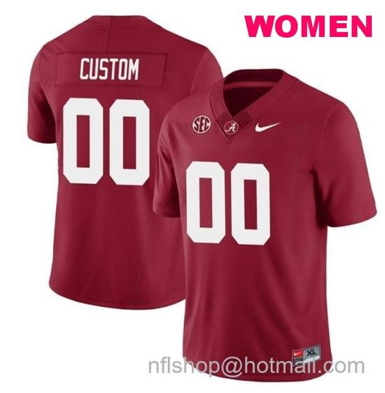 Women's Nike Custom Alabama Crimson Tide Jersey Name and Number Football College SEC Patch Crimson All Stitched