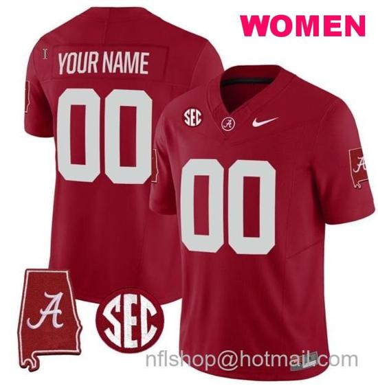 Women's Nike Custom Alabama Crimson Tide Jersey Name and Number Vapor Limited Alabama Map Crimson All Stitched