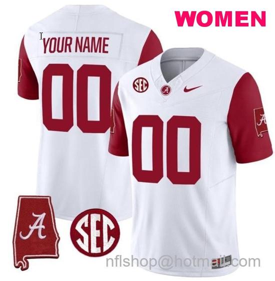 Women's Nike Custom Alabama Crimson Tide Jersey Name and Number Vapor Limited Alabama Map Crimson Sleeves All Stitched