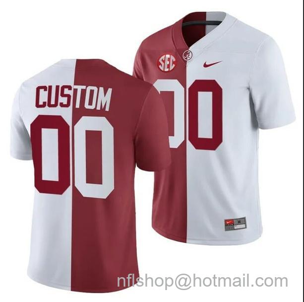 Men's Nike Personalized Alabama Crimson Tide Jersey NCAA Football White Crimson Split