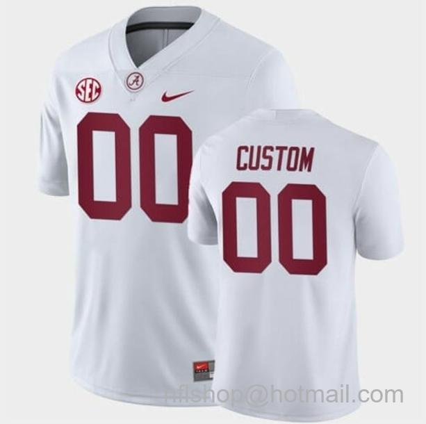 Men's Nike Personalized Alabama Crimson Tide Jersey White College Football Away Game