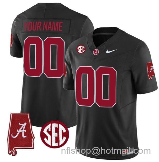 Men's Nike Custom Alabama Crimson Tide Jersey Name and Number Vapor Limited Alabama Map Black All Stitched