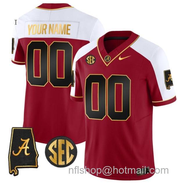 Men's Nike Custom Alabama Crimson Tide Jersey Name and Number Gold Vapor Limited Alabama Map Alternate All Stitched