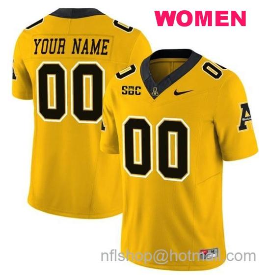 Women's Nike Custom Appalachian State Mountaineers Jersey Name and Number Vapor Limited College Football Yellow