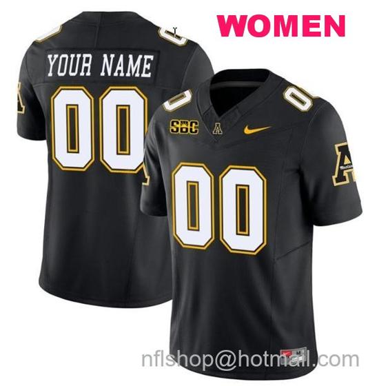 Women's Nike Custom Appalachian State Mountaineers Jersey Name and Number Vapor Limited College Football Black