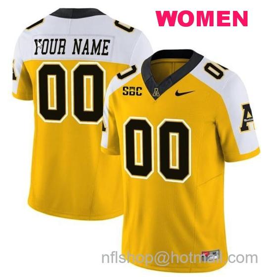 Women's Nike Custom Appalachian State Mountaineers Jersey Name and Number Vapor Limited College Football Yellow Alternate