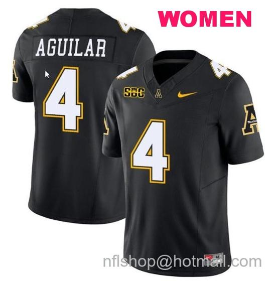 Women's Nike Joey Aguilar Jersey #4 Appalachian State Mountaineers Vapor Limited College Football Black