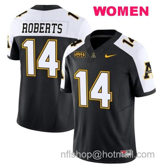 Women's Nike Kanye Roberts Jersey #14 Appalachian State Mountaineers Vapor Limited College Football Black Alternate