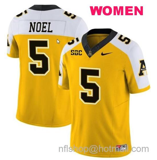 Women's Nike Nate Noel Jersey #5 Appalachian State Mountaineers Vapor Limited College Football Yellow Alternate