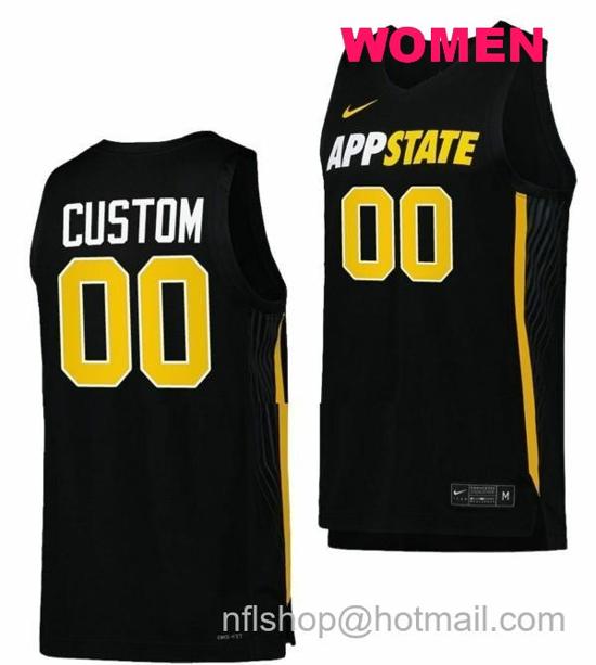 Women's Nike Custom Appalachian State Mountaineers Jersey Name And Number College Basketball Black