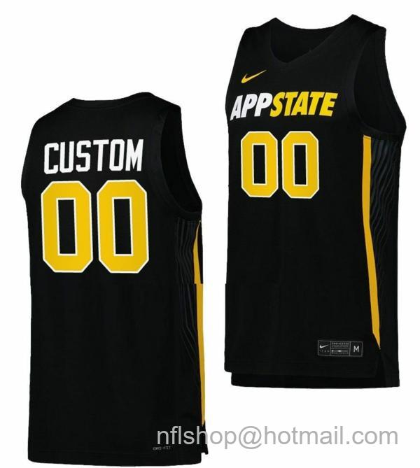 Men's Custom Appalachian State Mountaineers Jersey Name And Number College Basketball Black