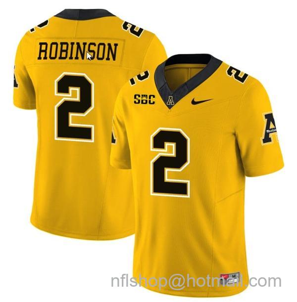 Men's Kaedin Robinson Jersey #2 Appalachian State Mountaineers Vapor Limited College Football Yellow