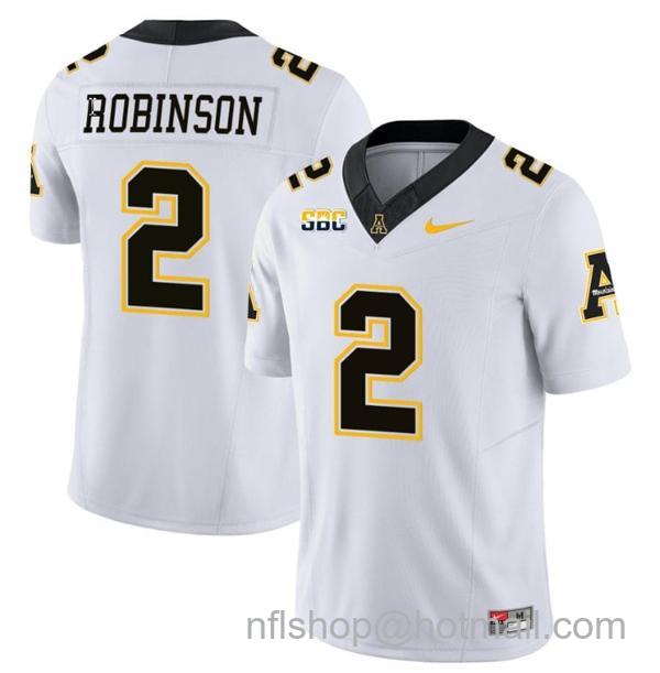 Men's Kaedin Robinson Jersey #2 Appalachian State Mountaineers Vapor Limited College Football White